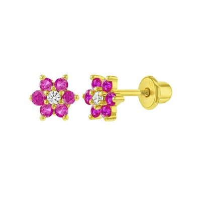 5MM 18k orecchini da bambino rivestiti d'oro per fiori Perfetto regalo per bambini in 925 sterling silver