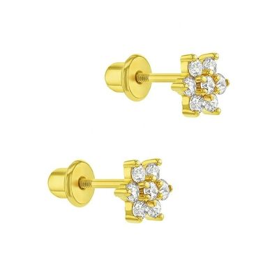 5MM 18k orecchini da bambino rivestiti d'oro per fiori Perfetto regalo per bambini in 925 sterling silver