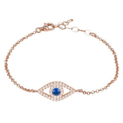 Rosso oro, argento sottile, braccialetto, braccialetto, bianco, blu, occhio, 925 sterling, argento