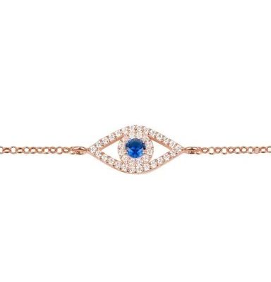 Rosso oro, argento sottile, braccialetto, braccialetto, bianco, blu, occhio, 925 sterling, argento