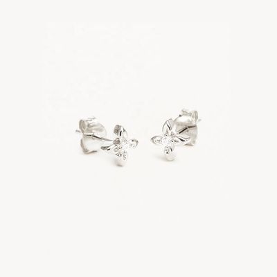 Orecchini a lobo a forma di fiore in argento sterling 925, misura piccola, per l'uso quotidiano