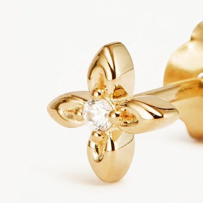 Orecchini a lobo a forma di fiore in argento sterling 925, misura piccola, per l'uso quotidiano