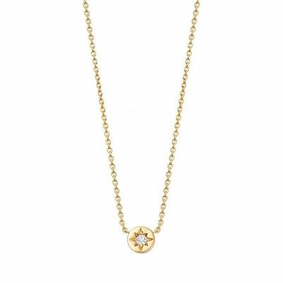 Collare in oro 925 Sterling Silver Starburst Diamond Disc Pendentive per uso quotidiano