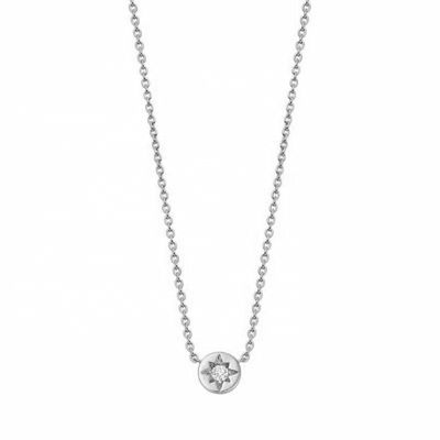 Collare in oro 925 Sterling Silver Starburst Diamond Disc Pendentive per uso quotidiano