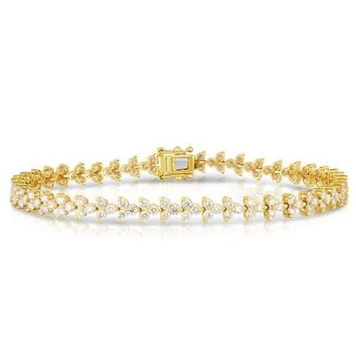 Disegnatore 18K Oro 925 Sterling Argento Fiore Incantatore Donne Tenis Braccialetto con ZIRCON