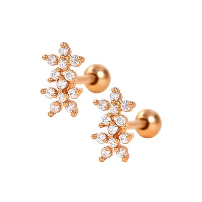 Classico stile doppi fiori spalla schiena piatta spalla 925 orecchini in argento sterling per ragazze