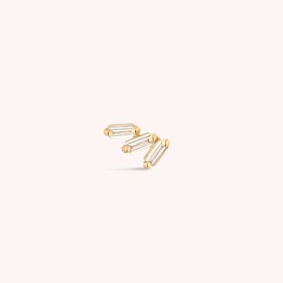 Triplici orecchini di zircone bianco cubo a filo a schiena piatta 925 Sterling Silver Express Shipping
