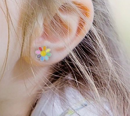 925 Sterling Silver Enamel Colorato Princess Dainty Flower Stud Orecchino Per Regali Ragazze