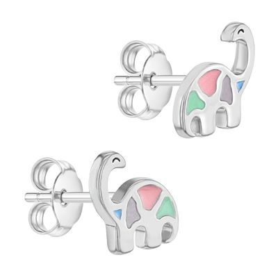 Molticolori di smalto Dinosauro Stud orecchini 925 Sterling d' argento Per piccole ragazze