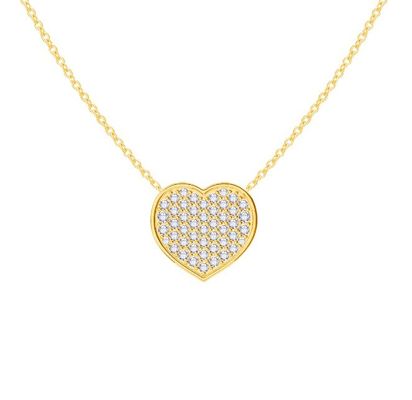 18" lunghezza della catena taglio rotondo diamante 925 sterling argento cuore pendente collana per donne