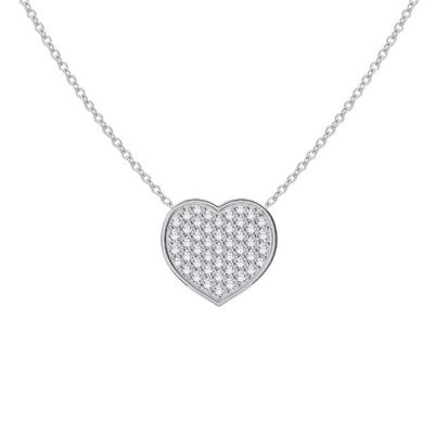 18" lunghezza della catena taglio rotondo diamante 925 sterling argento cuore pendente collana per donne