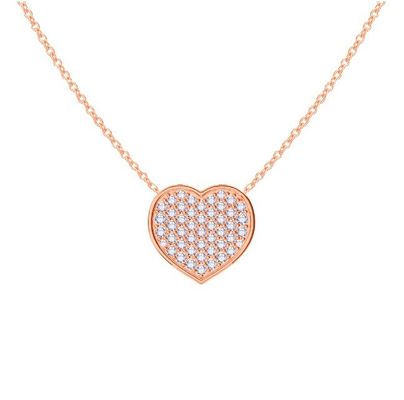 18" lunghezza della catena taglio rotondo diamante 925 sterling argento cuore pendente collana per donne