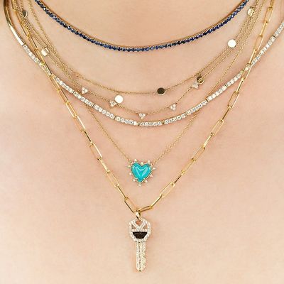 925 Sterling Silver Chain Gioielli Diamante E Turchese Cuore Twist Collare Senza Perla