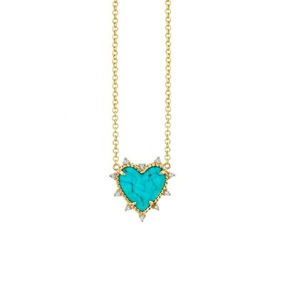 925 Sterling Silver Chain Gioielli Diamante E Turchese Cuore Twist Collare Senza Perla