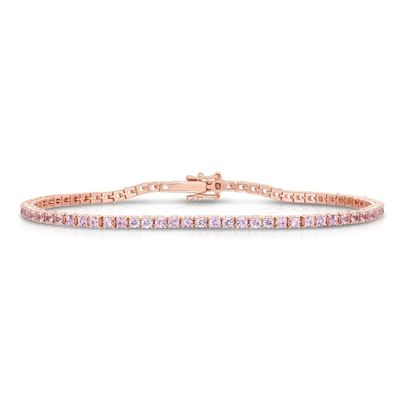 925 Sterling Silver Classic 2mm Rose Pink Pave Cubic Zircon Tenis Bracelet per Ragazza