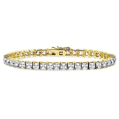 Unisex Manifattura 18K Oro Hip Hop Ghiacciato Taglio Quadrato Diamante CZ 925 Sterling Argento Impilazione Tenis Braccialetto