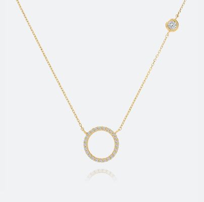 Collare per donne S925 Silver Circle Pendant