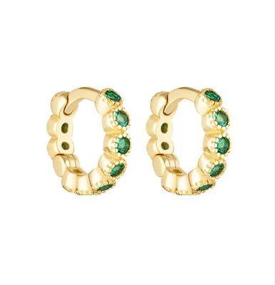 18K Gold Plated Baby Emerald CZ Huggie Orecchini Per Ragazze Gioielli Di Ogni Giorno