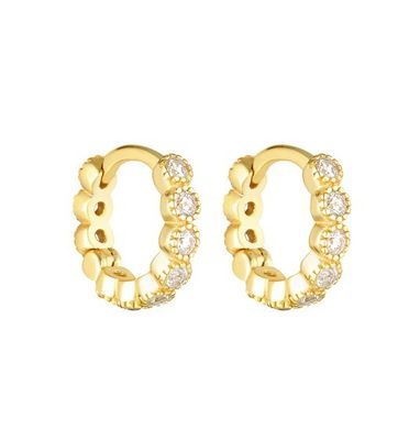 18K Gold Plated Baby Emerald CZ Huggie Orecchini Per Ragazze Gioielli Di Ogni Giorno