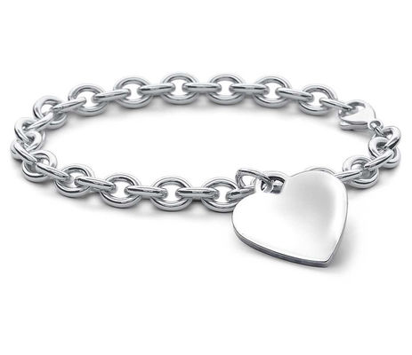 Braccialetto maschile 925 Sterling Silver Heart Charm Grande per look sofisticato 15x15mm