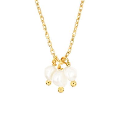 925 Sterling Silver Tre Perle d'Acqua Dolce Colletto per Donne 16" 1" 1