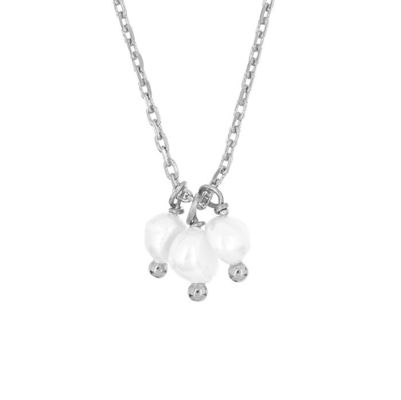925 Sterling Silver Tre Perle d'Acqua Dolce Colletto per Donne 16" 1" 1