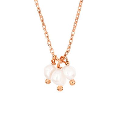 925 Sterling Silver Tre Perle d'Acqua Dolce Colletto per Donne 16" 1" 1