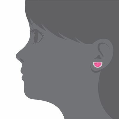 Orecchini a vite per bambini a forma di anguria in smalto rosa argento e verde per occasioni regalo
