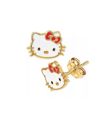 Orecchini in oro rivestito di Hello Kitty per ragazze in 925 sterling silver