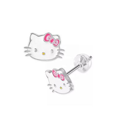 Orecchini in oro rivestito di Hello Kitty per ragazze in 925 sterling silver