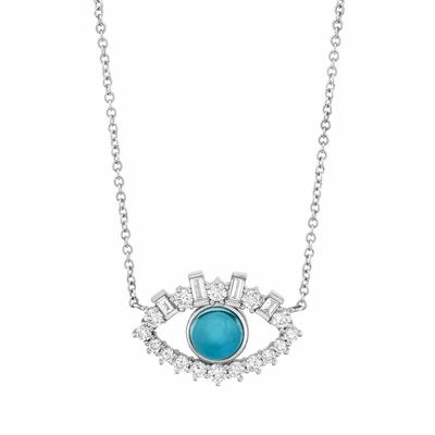 18K oro placcato baguette cubo zircone 925 sterling argento donna occhio cattivo collana