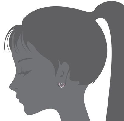 Micro Insert Heart Ricci d'orecchio a vite rosa per bambini in 925 sterling silver