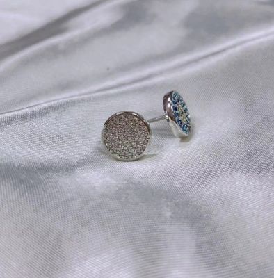 Cerchio ZIRCON 18K Dorato Micron Pave CZ Occhio Turkiye Design Stud Orecchino 925 Sterling Silver