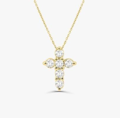 Collare di croce di diamante in pietra druzia, con taglio rotondo e brillante 925 collante di croce d'argento