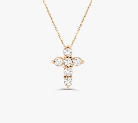 Collare di croce di diamante in pietra druzia, con taglio rotondo e brillante 925 collante di croce d'argento