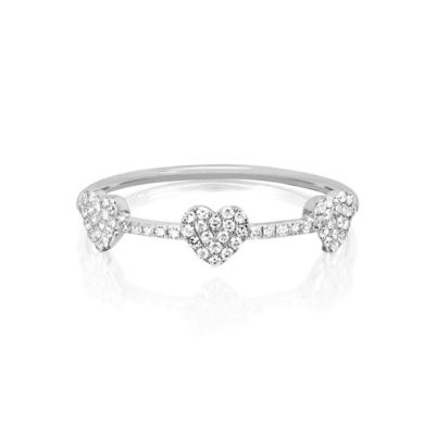 18K oro placcato 925 sterling argento tre micro Pave cuore anello per donne ed elegante