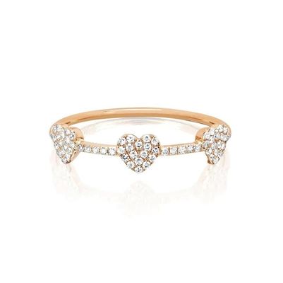 18K oro placcato 925 sterling argento tre micro Pave cuore anello per donne ed elegante