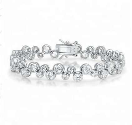 Braccialetto da tennis in argento sterling 925 con opzione di impostazione in pietra bianca CZ e bezel