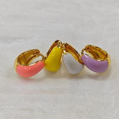 Gioielli pregiati Bold Dome Enamel Huggie 925 Orecchini d'argento