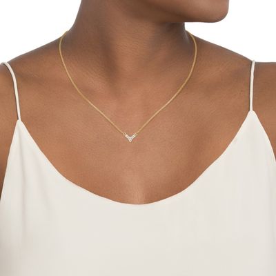18K oro placcato gioielli a forma di V per donne 925 Sterling Silver Necklace