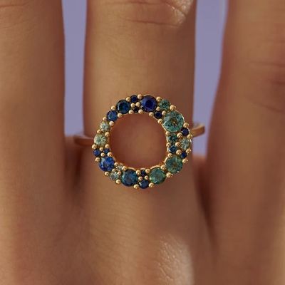 18K Gold Bubble Multi Color Zaffiro Cubico Zircon 925 Sterling Silver Anello Donne