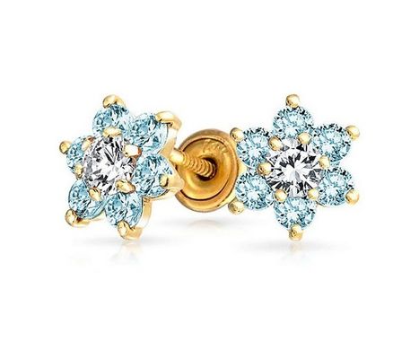 Fiore Ametista CZ Pietra di nascita Bambine Ragazze 925 Sterling Argento Cercei a Velo di Ricambio