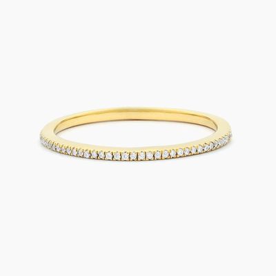 Articolo caldo 18K oro placcato Mezza eternità impilabile 925 sterling argento femminile anello band