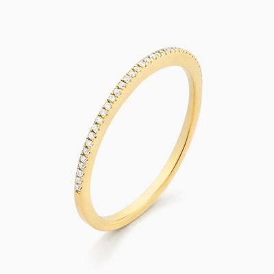 Articolo caldo 18K oro placcato Mezza eternità impilabile 925 sterling argento femminile anello band
