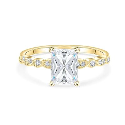 Anello di fidanzamento in pietra tagliata in oro 18K stile vintage per donne