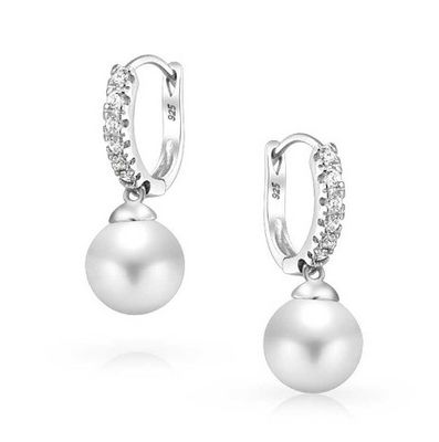 Orecchini per pendenti in zirconia cubica per perla da 10 mm