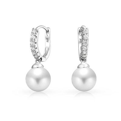 Orecchini per pendenti in zirconia cubica per perla da 10 mm