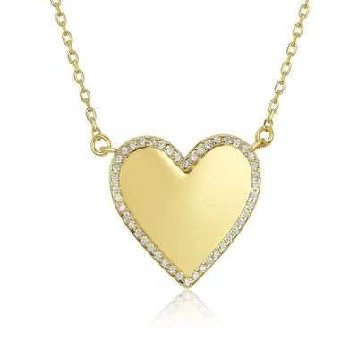 Collare di cuore bianco CZ 16" Collare di cuore d'amore personalizzato