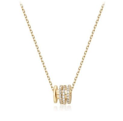 Micron Pave Cubic Zirconia Pendant 18K Gold Circle Necklaces Per Donne