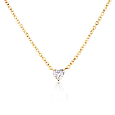 Collare da donna dorato 18K di zircone cubo di cuore
